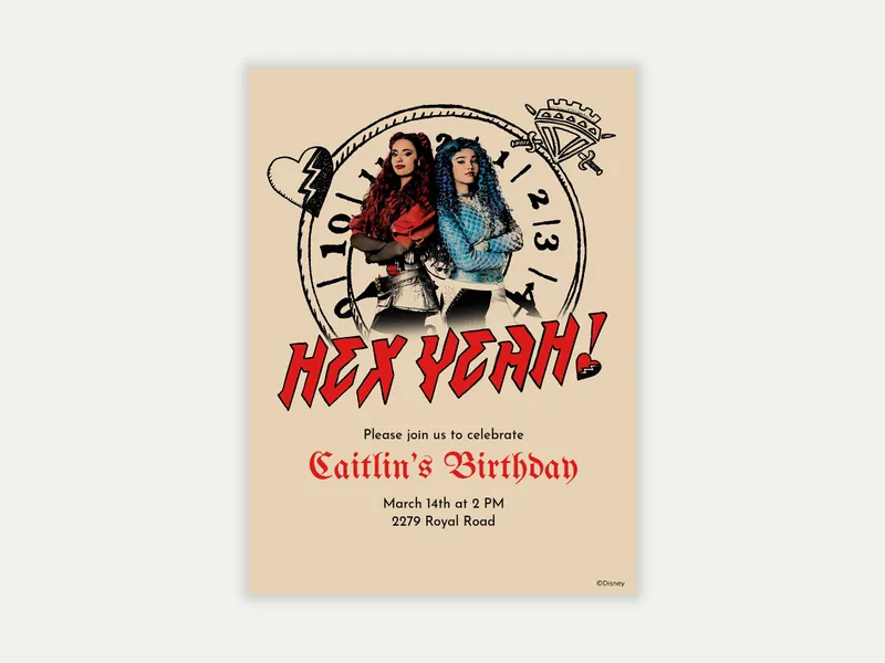 Disney’s Descendants: Hex Yeah Invitation free template design