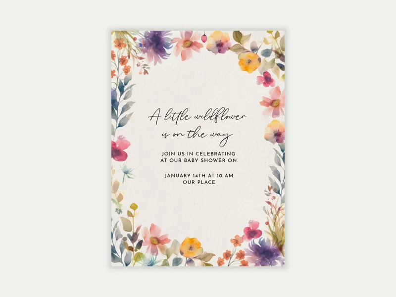 Baby Blossoms Invitation free template design