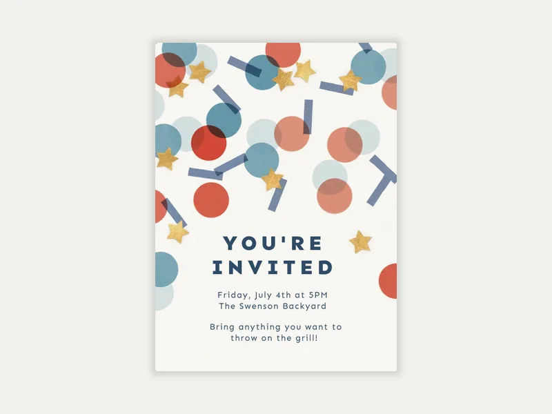 Stars And Confetti Invitation free template design
