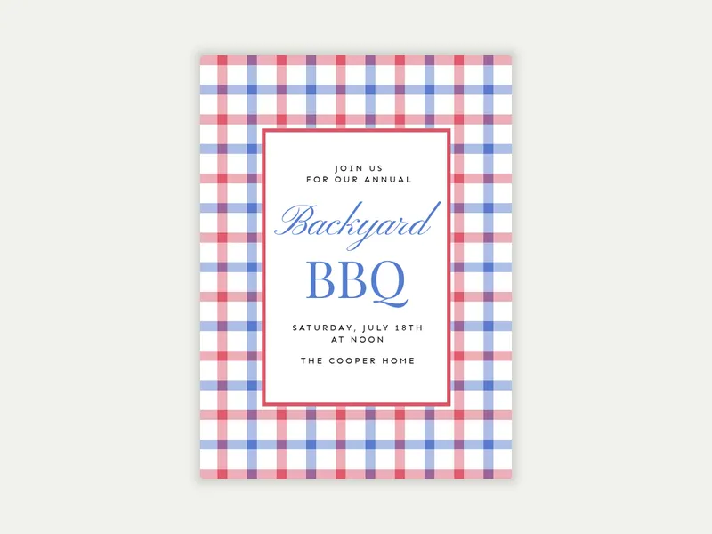 Red, White & Gingham - labor_day - Invitation