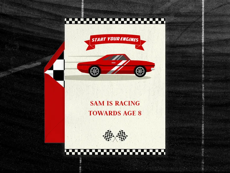 Go Kart Car Invitation premium template design