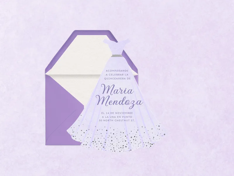 Glittering Gown - quinceanera - Invitation