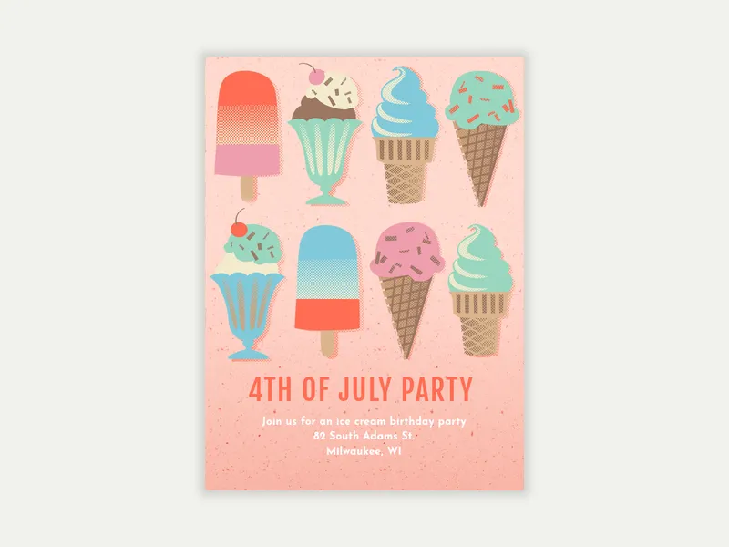 Ice Cream Social Invitation free template design