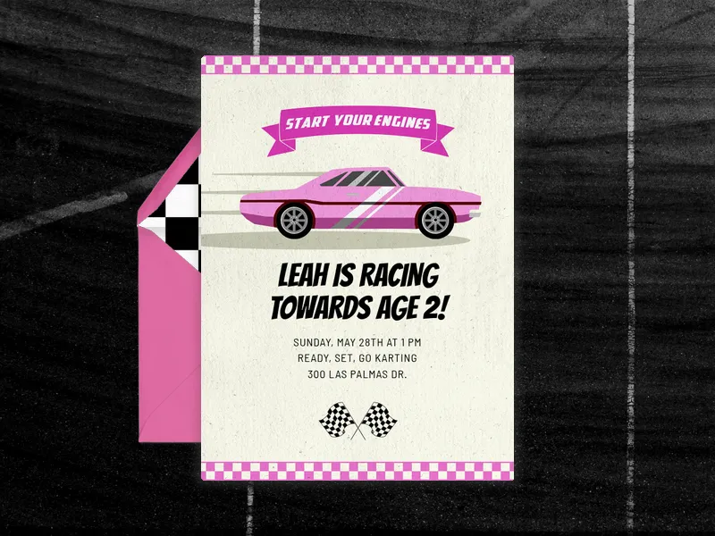Go Kart Car Invitation premium template design