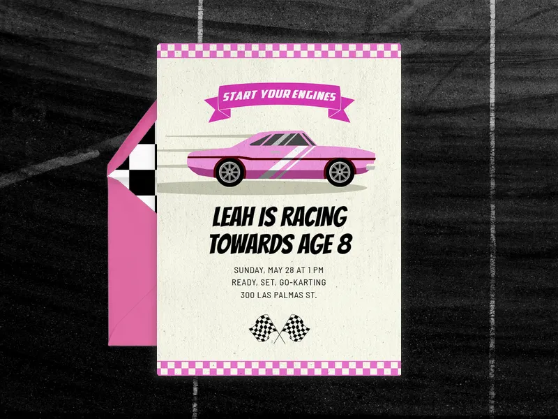 Go Kart Car Invitation premium template design