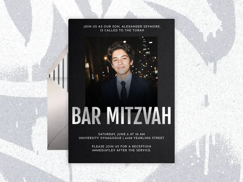 Mitzvah Lettering (Photo) Invitation premium template design
