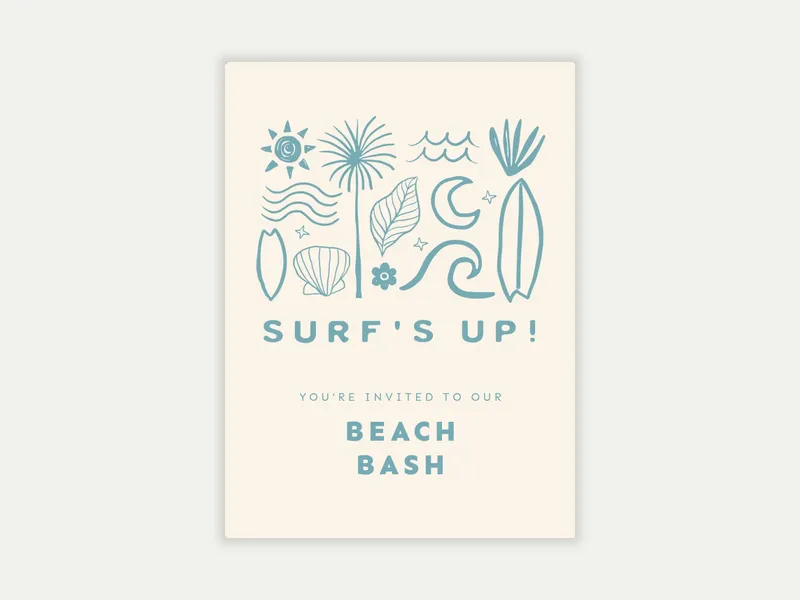 Surf’s Up, Let’s Party! Invitation free template design