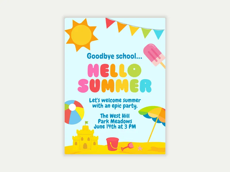 Hello Summer Invitation free template design