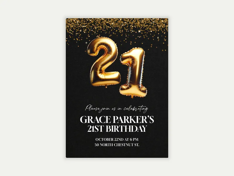 Golden Years Birthday - 21st_birthday - Invitation