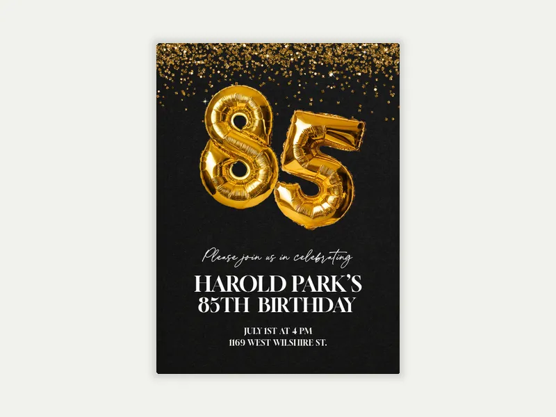 Golden Years Birthday - 85th_birthday - Invitation