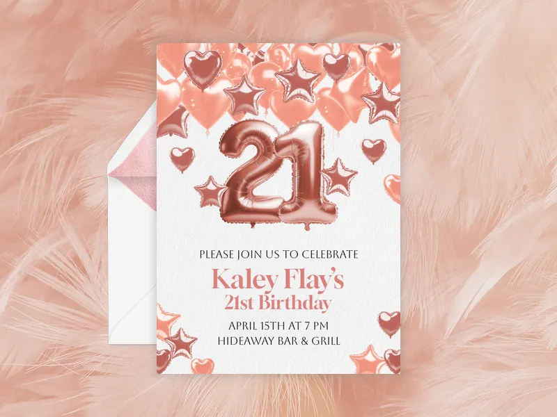 Rosy Jubilation Balloons Invitation premium template design