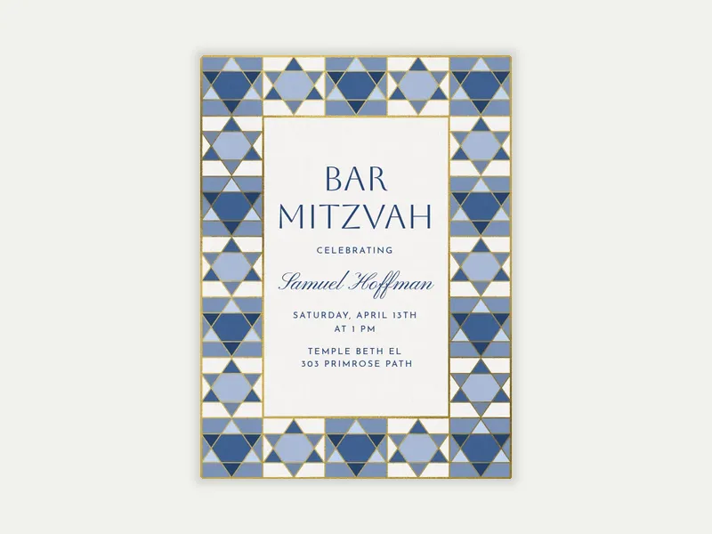Mosaic Star of David - bar_bat_mitzvah - Invitation