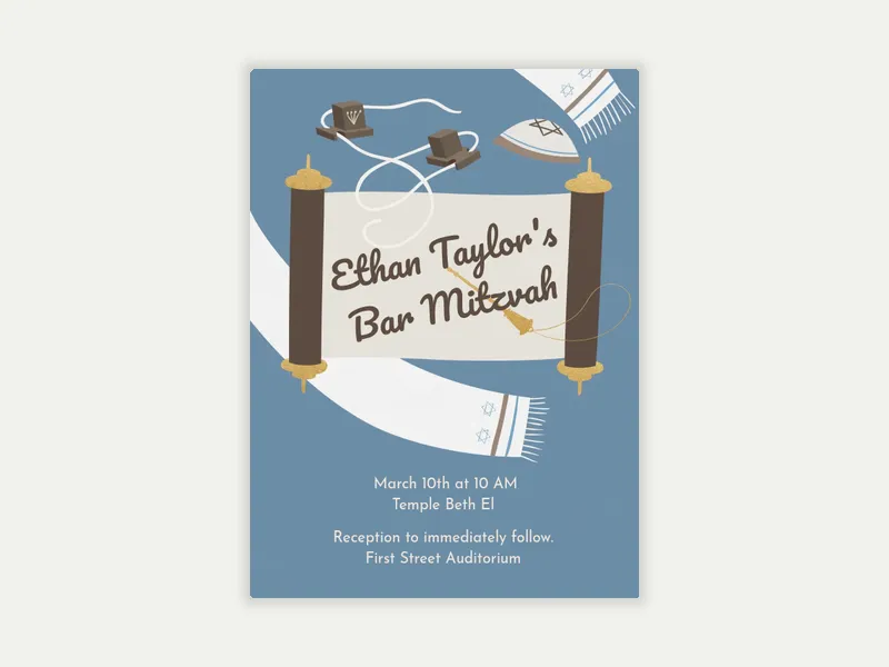 Bar Mitzvah Iconography Invitation free template design
