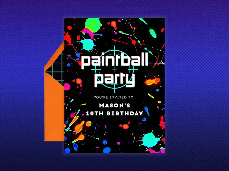 Paintball Splatter Invitation premium template design