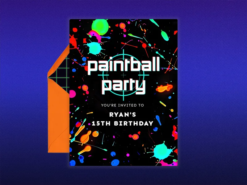 Paintball Splatter Invitation premium template design