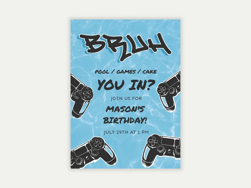 Go Gamer Invitation free template design