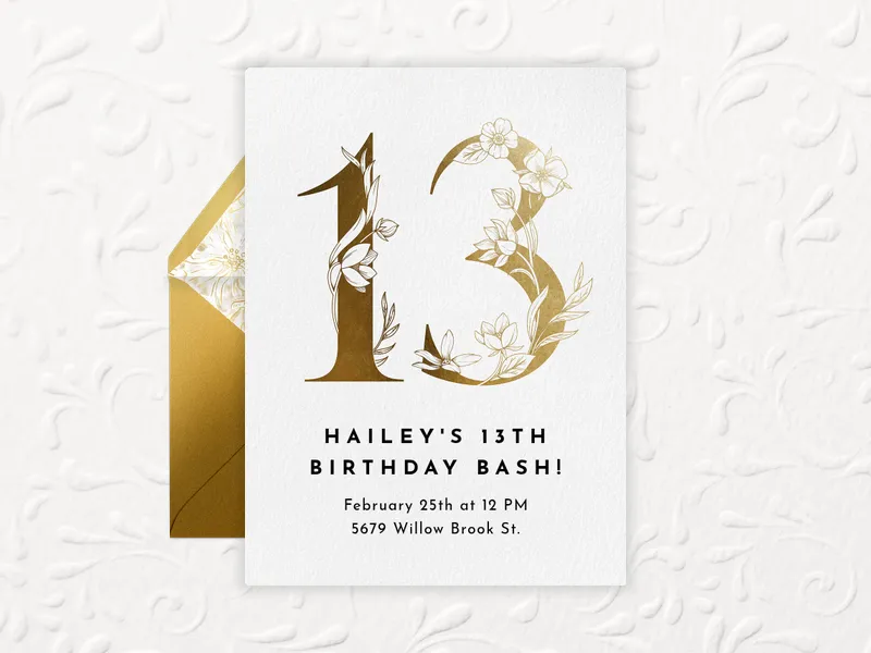 Gilded Gold Number Invitation premium template design