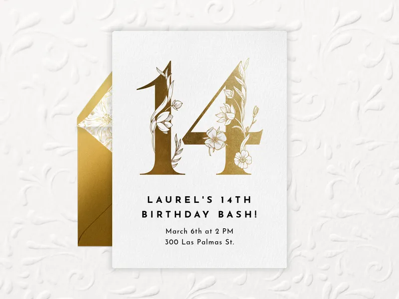 Gilded Gold Number Invitation premium template design