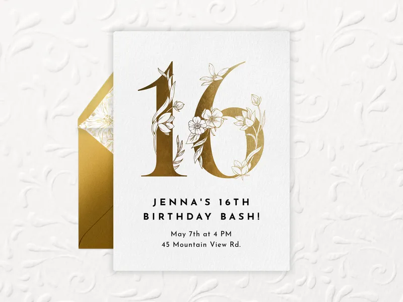 Gilded Gold Number Invitation premium template design
