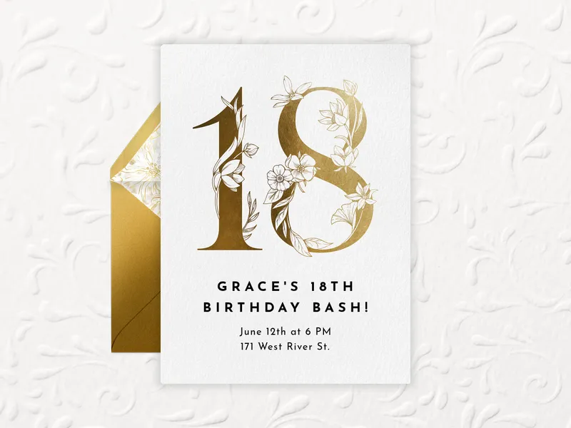 Gilded Gold Number Invitation premium template design
