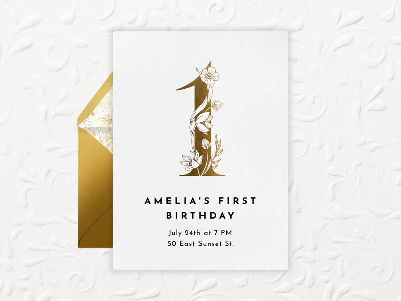 Gilded Gold Number Invitation premium template design