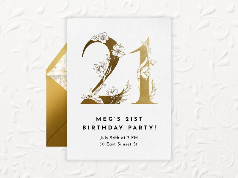 Gilded Gold Number Invitation premium template design