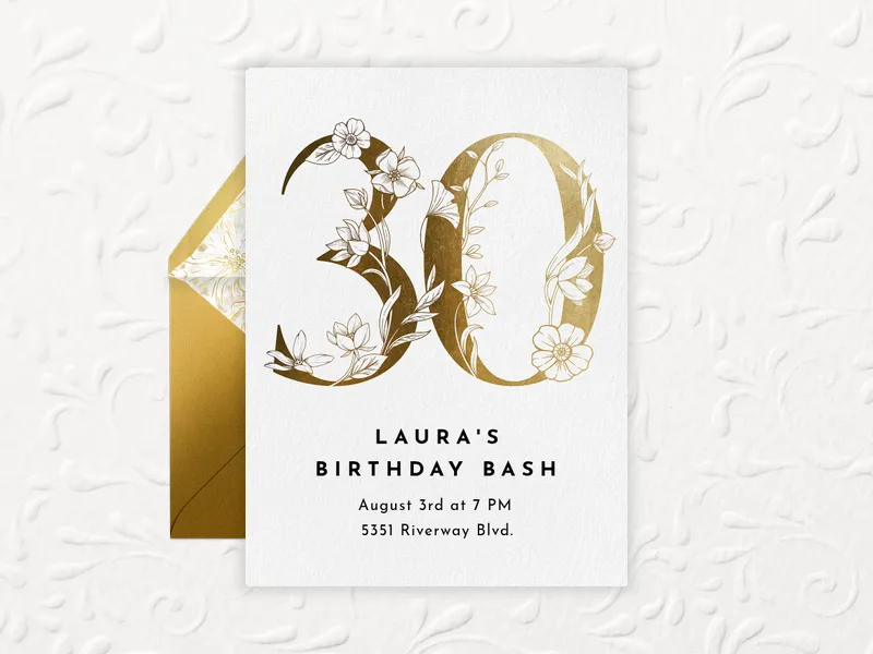 Gilded Gold Number Invitation premium template design