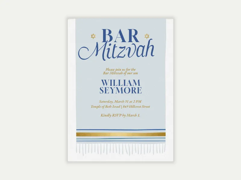 Tallit Shawl - bar_bat_mitzvah - Invitation