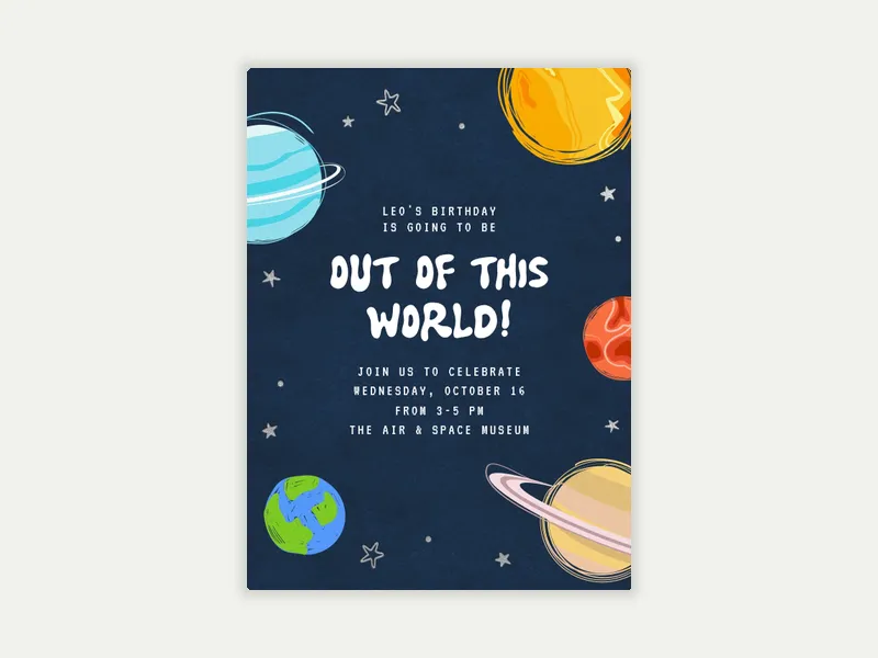 Outer Space Invitation free template design