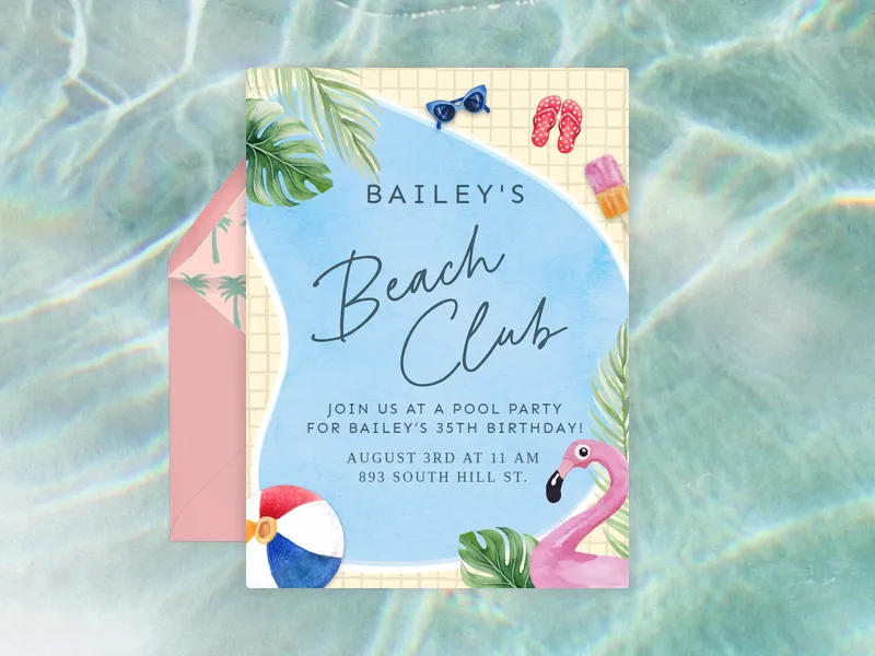 Beach Club Bash Invitation premium template design
