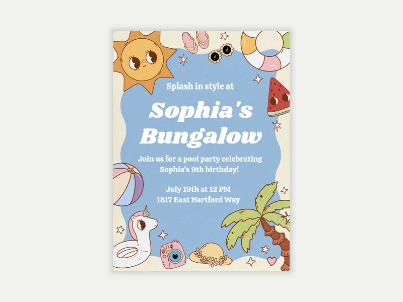 Beach Bungalow Invitation free template design