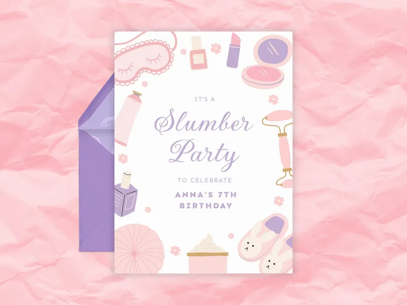 Slumber Party Pampering Invitation premium template design