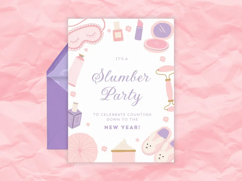 Slumber Party Pampering Invitation premium template design