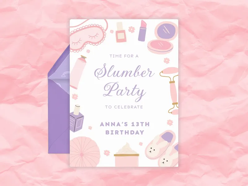Slumber Party Pampering Invitation premium template design