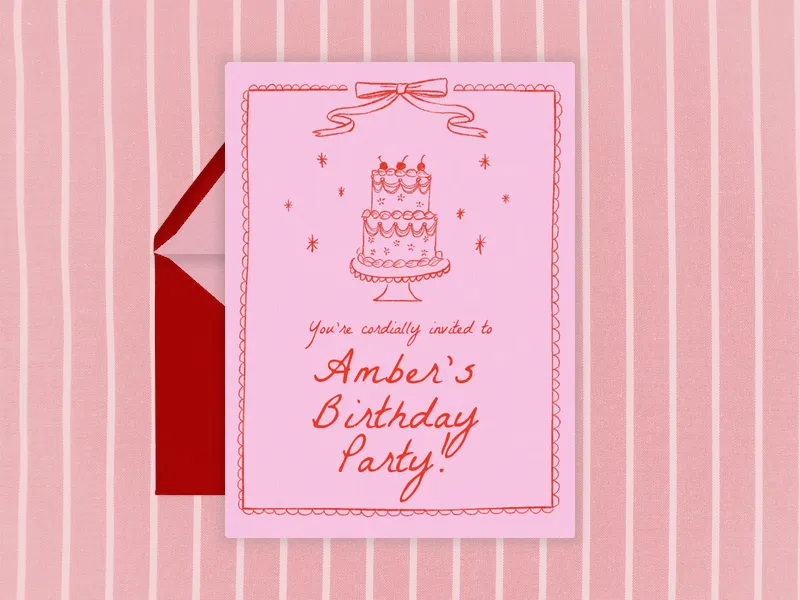 Hand-Drawn Birthday Cake Invitation premium template design