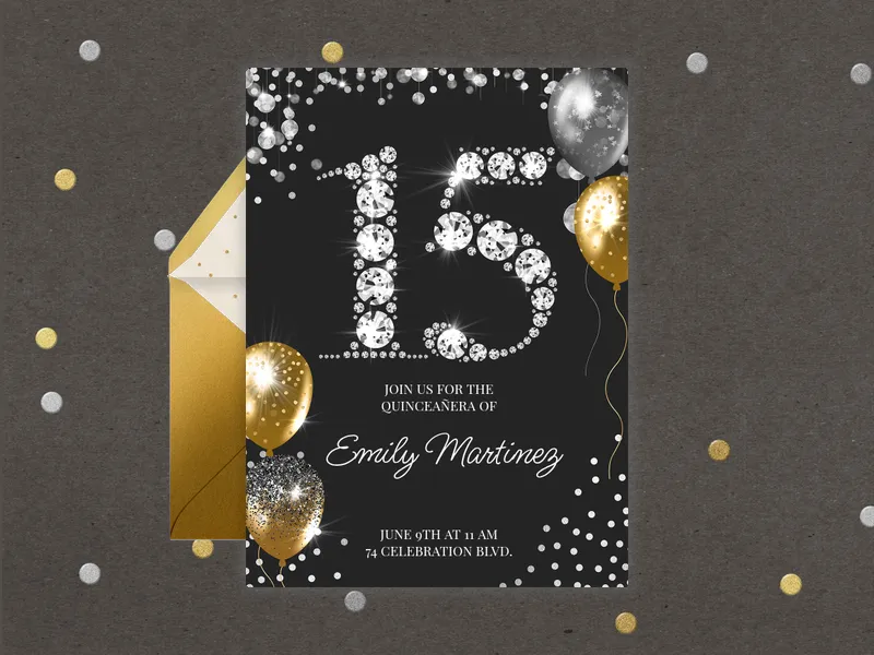 Rhinestone Shimmer Invitation premium template design