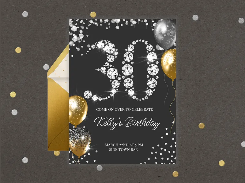 Rhinestone Shimmer Invitation premium template design