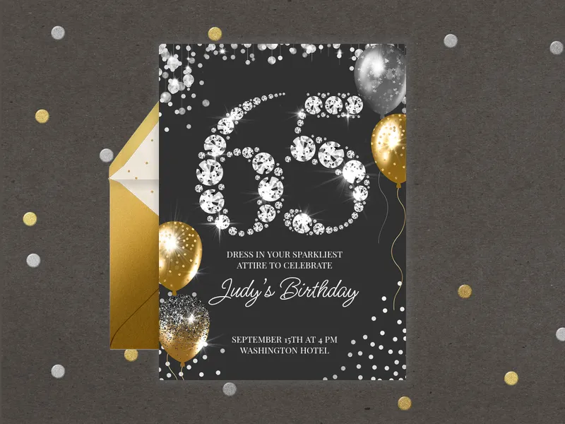 Rhinestone Shimmer - 65th_birthday - Invitation