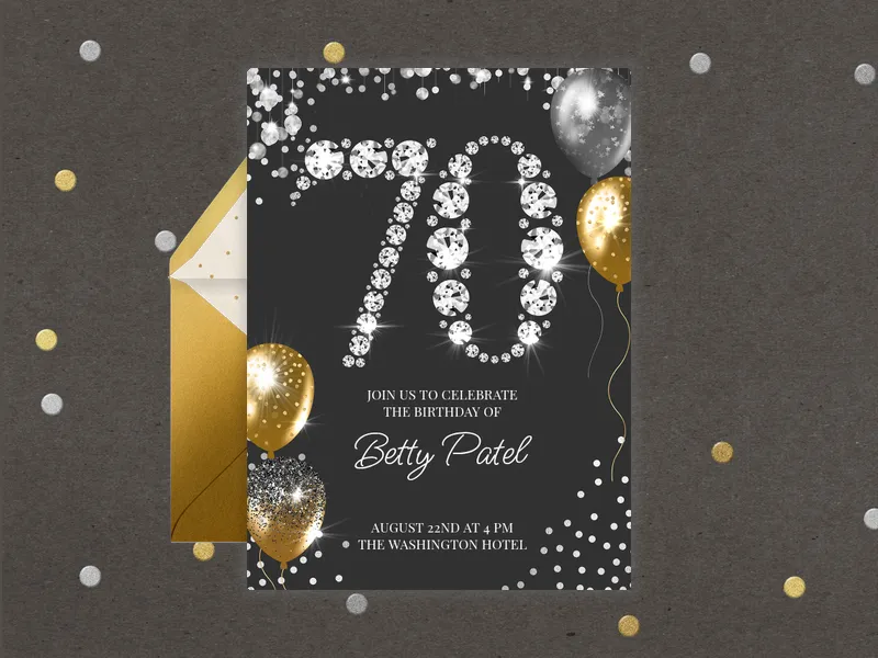 Rhinestone Shimmer - 70th_birthday - Invitation