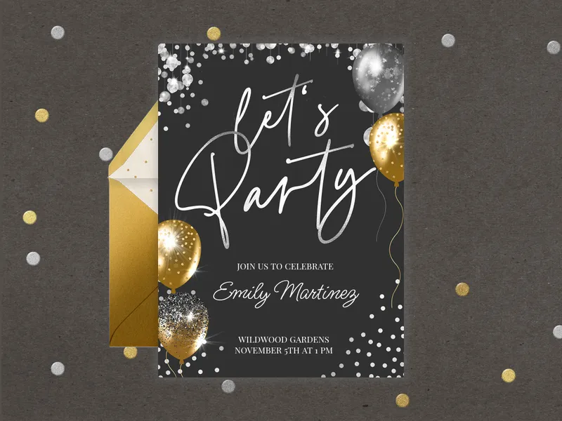 Rhinestone Shimmer Invitation premium template design