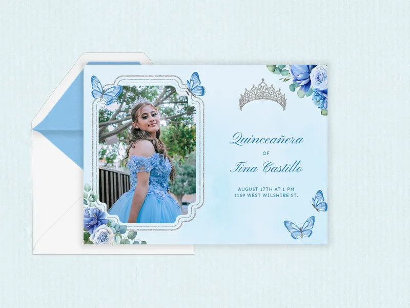 Butterfly Blossoms (Photo) Invitation premium template design