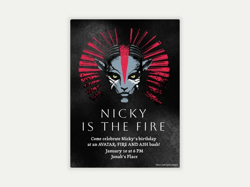 Avatar: Be the Fire Invitation free template design
