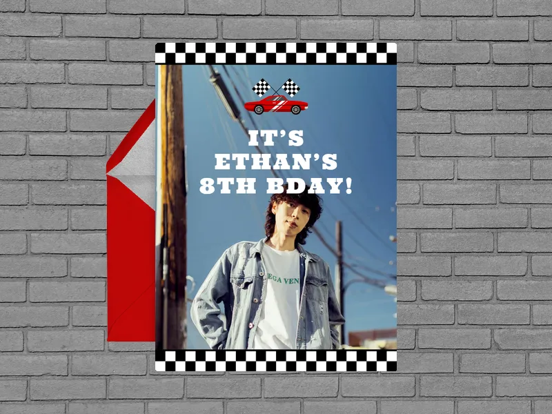 Race Car (Photo) Invitation premium template design