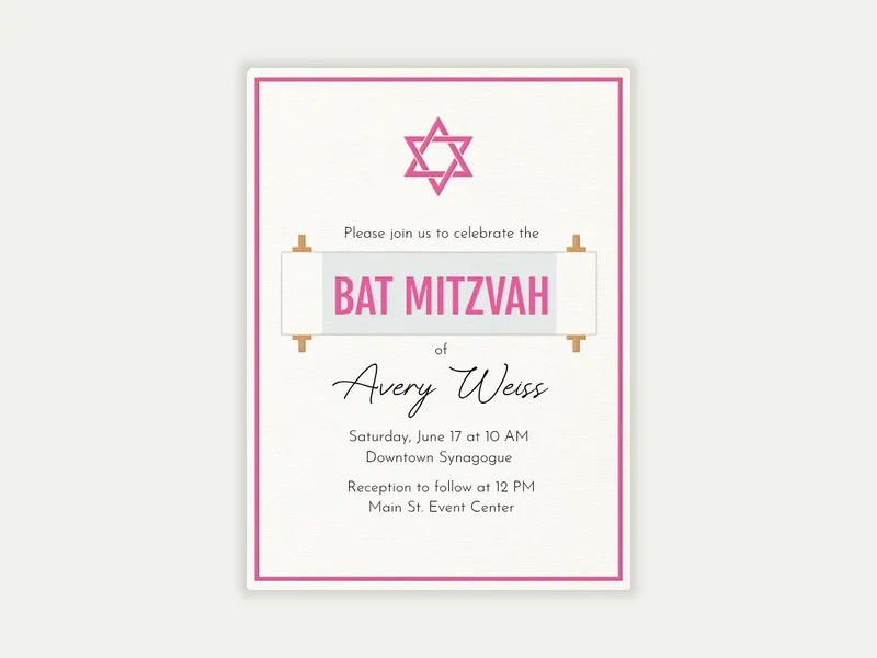 Torah Scroll - bar_bat_mitzvah - Invitation