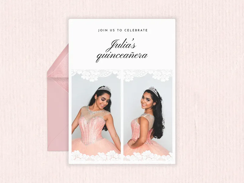 Lace Trim (Photo) - quinceanera - Invitation