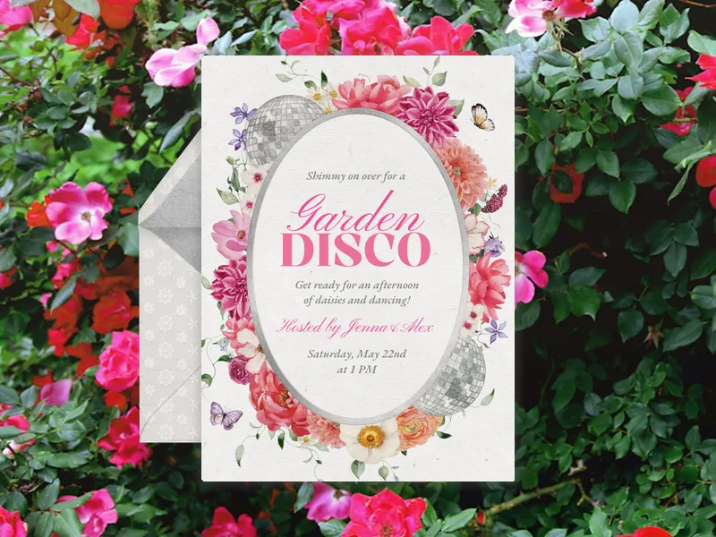 Floral Disco Invitation premium template design