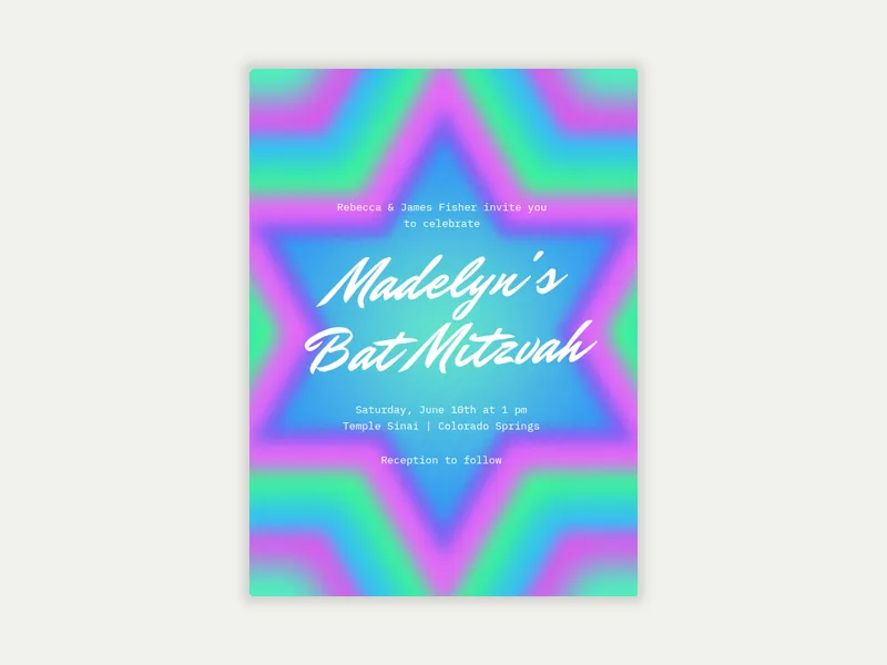 Dreamy Rainbow Star of David - bar_bat_mitzvah - Invitation