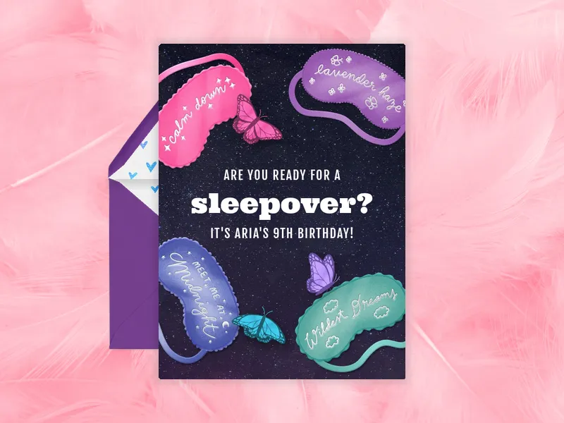 Night Sky Eye Masks Invitation premium template design