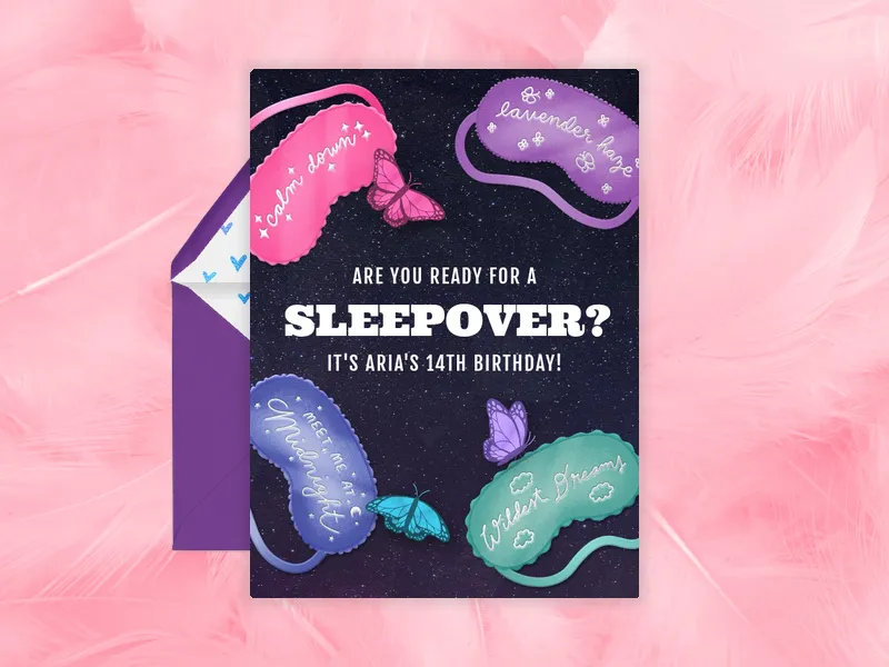 Night Sky Eye Masks Invitation premium template design