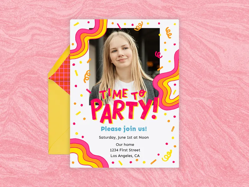 Rainbow Wave Upload Your Own Invitation premium template design